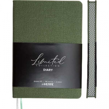 Ежедневник А5 145*205 мм, недатир. deVENTE Tweed 272 стр, бел.бум., перф-я, тв.обл., ОЛИВКОВЫЙ арт.2234655