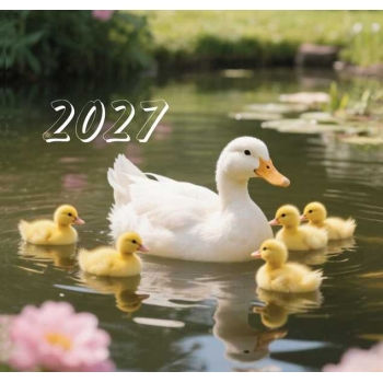Календарь настенный МИНИ на 2027г.Утка с утятами 9х16,5см на 1пружине(на магните) арт.26С143_Утка с утятами
