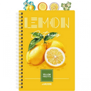 Тетрадь А5 80л на кольцах deVENTE Fruits. Lemon, пласт. обл., 4 пласт.разделителя с фигурн. вырубкой арт.2059502