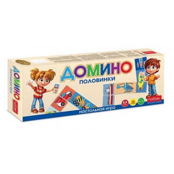 Игра  Hatber настольно-печатная ДОМИНО Мои игрушки. Половинки, 28 карточек арт.28ИнД_32019