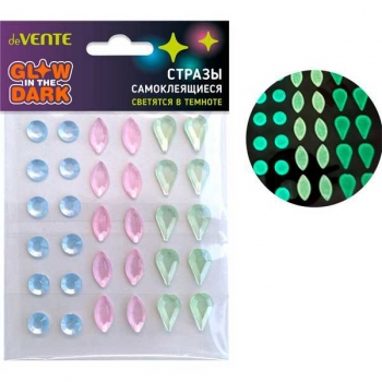 Наклейки-стразы акриловые deVENTE 5,5х7,0 см DIY. GLOW IN THE DARK, светящиеся в темноте, пласт. пакет арт.8004550