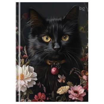Блокнот А6 64л. бизнес BG Кот и цветы, клетка, тв. обл., soft-touch ламинация арт.ББ6т64_лс 08457