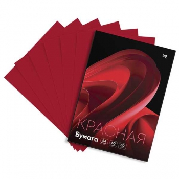 Бумага цв.офисная А4  50 л 80 г/м2 BG интенсивный красный арт.BFcA4-50_92996
