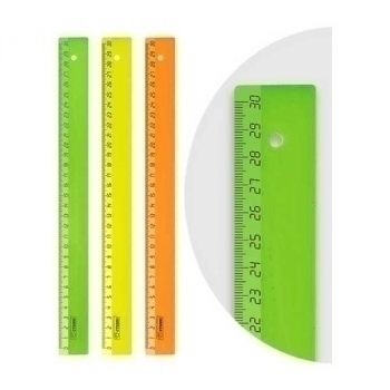 Линейка 30 см СТАММ, пластиковая, непрозрачная, неоновые цвета, ассорти арт.ЛН31