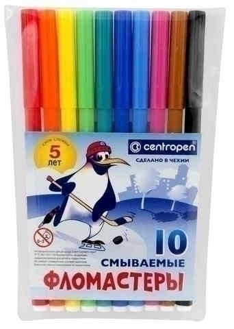 Фломастеры 10 цв. ПИНГВИНЫ (смываемые) в пласт. уп.  арт.7790 1086