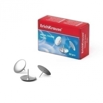 Кнопки канцелярские ErichKrause, никелированные, 50 шт. в карт. кор. арт.7851