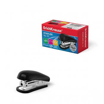 Степлер 10 (15л) ErichKrause мини, вмещает 50 скоб, с антистеплером, ассорти арт.4553