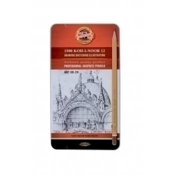 Карандаш KOH-I-NOOR 1500  12 шт./наб. Art 8B-2Н в мет.пенале арт.1502/ll Мет