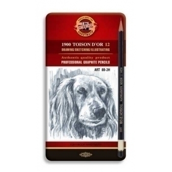 Карандаш KOH-I-NOOR 1900  12 шт./наб. TOISON D`OR Art 8B-2Н в мет.пенале арт.1912/12