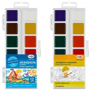 Акварель ЮНЫЙ ХУДОЖНИК, 12цв, пласт.упк., б/к арт.212071 Акварель ЮНЫЙ ХУДОЖНИК, 12цв, пласт.упк., б/к арт.212071