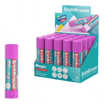 Клей-карандаш ErichKrause MAGIC 15г. в карт. дисплее, обесцвечивающийся после нанесения арт.4446