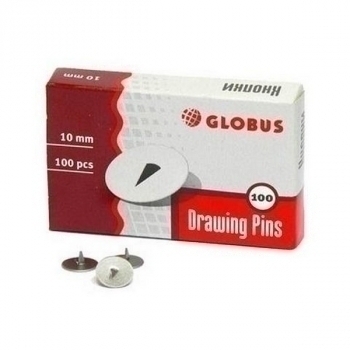 Кнопки канцелярские 10 мм, 100 шт карт. уп. арт.К10-100