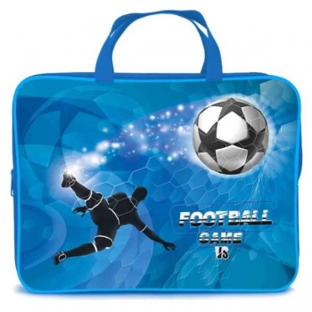 Папка А4 с ручками, на молнии, 350х265х45мм, ткань арт.ПМД 2-20 Футбол на синем