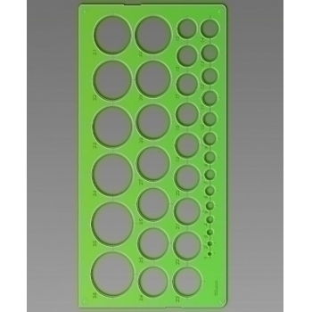 Трафарет  окружностей  1-36 мм  зеленый, арт.ТТ21