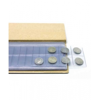 Альбом для монет 105*223, 6 вварных файлов для 72 монет, бежевый арт.2858-105