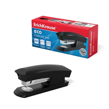 Степлер №24/6 ErichKrause® Eco до 30 листов, черный (в коробке по 1 шт.) арт.28235