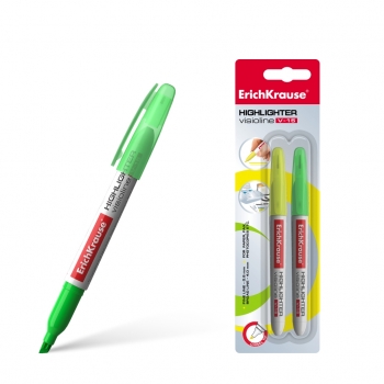 Маркер-выделитель ErichKrause V-15  (набор 2 шт блистер:желтый, зеленый) арт.30972