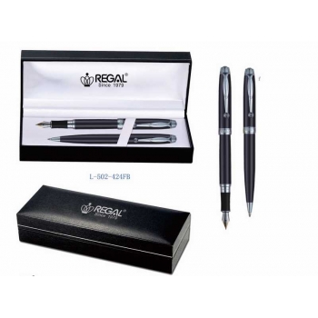 Ручка REGAL 502 набор (шариковая+перьевая) в футляре (серия Jennings), черный корпус арт.L-502-424FB