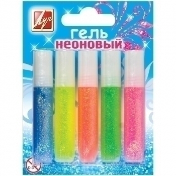 Гель с блестками Неоновый, 5 мл, 5цв., в блистере арт.12С 886-08