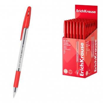 Ручка шариковая ErichKrause R-301 CLASSIC Stick and Grip, 1.0мм, красная арт.43188 Ручка шариковая ErichKrause R-301 CLASSIC Stick and Grip, 1.0мм, красная арт.43188