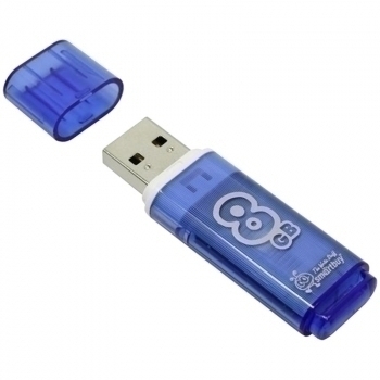 Карта памяти USB (флэш-накопитель)  8Gb Smartbuy Glossy series Blue USB 2.0 Flash Drive с колпачком арт.SB8GBGS-B Карта памяти USB (флэш-накопитель)  8Gb Smartbuy Glossy series Blue USB 2.0 Flash Drive с колпачком арт.SB8GBGS-B