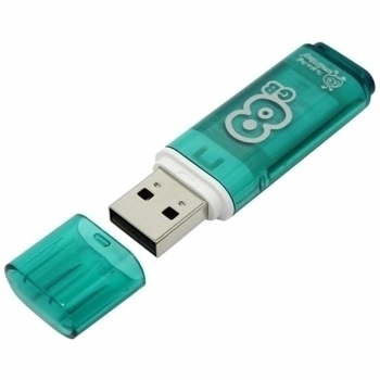 Карта памяти USB (флэш-накопитель)  8Gb Smartbuy Glossy series Green USB 2.0 Flash Drive с колпачком арт.SB8GBGS-G