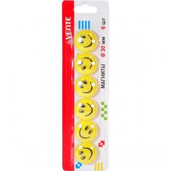 Магниты для доски deVENTE Smile 3 см 6шт, карт. блистер арт.6021501 Магниты для доски deVENTE Smile 3 см 6шт, карт. блистер арт.6021501