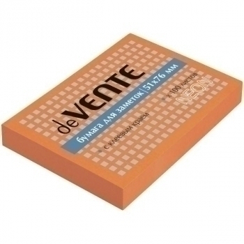 Клейкая бумага д/заметок deVENTE (51*76) 100л, неон оранжевая арт.2010315