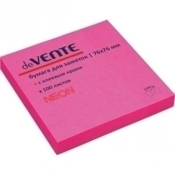 Клейкая бумага д/заметок deVENTE (76*76) 100л, неон коралловая  арт.2010331 Клейкая бумага д/заметок deVENTE (76*76) 100л, неон коралловая  арт.2010331