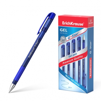 Ручка гелевая ErichKrause® G-Star®, цвет чернил синий (в коробке по 12 шт.) арт.45206