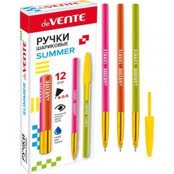 Ручка шариковая deVENTE Summer, 0.5мм, неоновый корпус с полупрозр. держателем, синяя арт. 5073412