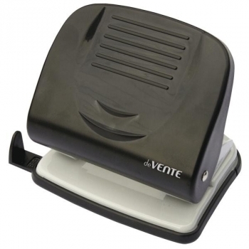 Дырокол (30 л) deVENTE Stripe пластик, с линейкой, черный, в карт. коробке, арт. 4020343 Дырокол (30 л) deVENTE Stripe пластик, с линейкой, черный, в карт. коробке, арт. 4020343