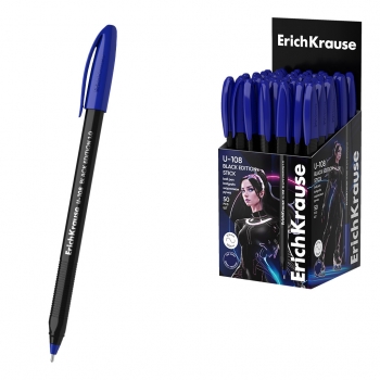 Ручка шариковая ErichKrause U-108 Black Edition Stick, 1.0мм, игольч. узел, одноразовая, синяя арт.46777 Ручка шариковая ErichKrause U-108 Black Edition Stick, 1.0мм, игольч. узел, одноразовая, синяя арт.46777