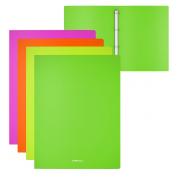 Папка А4 на 4 кольцах 24мм пластик. ErichKrause Matt Neon ассорти арт.49975