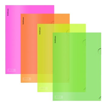 Папка-уголок А4 ErichKrause Glossy Neon, полупрозрачная, ассорти арт.50159 Папка-уголок А4 ErichKrause Glossy Neon, полупрозрачная, ассорти арт.50159
