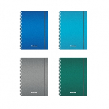 Тетрадь А5 80л в клетку на спирали ErichKrause Ice Metallic, пластиковая обложка, на резинке, ассорти арт.50167