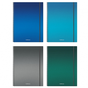 Тетрадь А4 80л в клетку на спирали ErichKrause Ice Metallic, пластиковая обложка, ассорти арт.54124