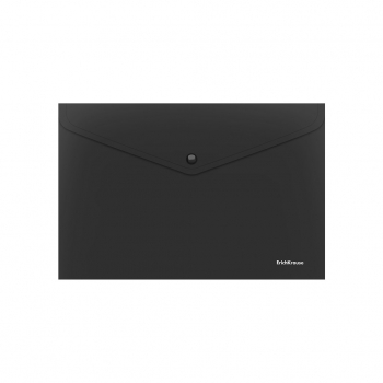 Папка-конверт А4 на кнопке ErichKrause Fizzy Classic, 140мкм, непрозрачная, черная арт.50176