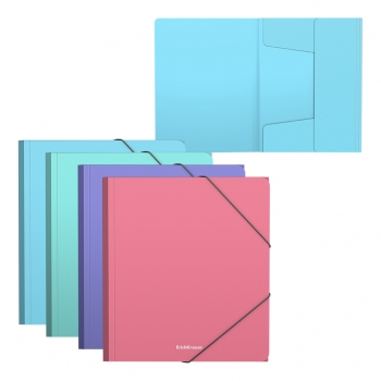 Папка А5+ на резинках ErichKrause Diagonal Pastel,  ассорти  арт.50401 Папка А5+ на резинках ErichKrause Diagonal Pastel,  ассорти  арт.50401