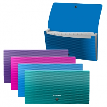 Портфель-картотека Check size ErichKrause Diagonal Vivid пластиковая, 12 отделений, ассорти  арт.50420