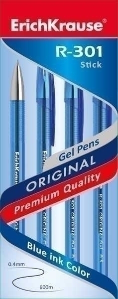 Ручка гелевая ErichKrause R-301 ORIGINAL Gel Stick, 0.5, синяя арт.40318