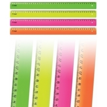 Линейка 40 см флю (4цв) арт.ЛН510