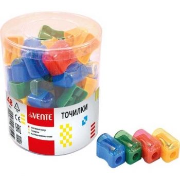 Точилка Attomex пластмассовая, прямоугольная, 1 отверстие, с контейнером арт.4071311