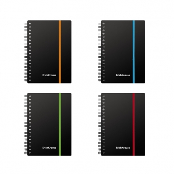 Тетрадь А6 80л в клетку на спирали ErichKrause Accent, пластиковая обложка, на резинке, ассорти арт.53140