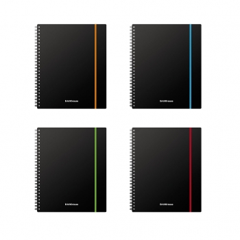 Тетрадь А5+ 80л в клетку на спирали ErichKrause Accent, пластиковая обложка, на резинке, ассорти арт.53141