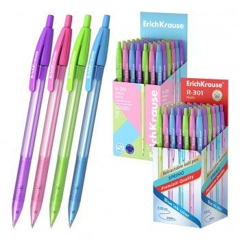 Ручка шариковая автоматическая ErichKrause R-301 Matic Spring, 0.7мм, синяя арт.53344