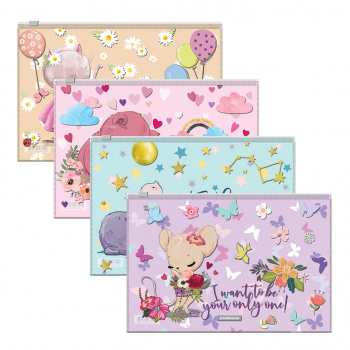 Папка на молнии B5 ErichKrause Cute Animals, ассорти  арт.54923