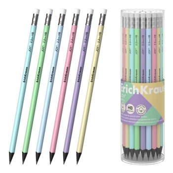 Карандаш ErichKrause HB ч/гр. с ластиком Pastel, черный пластик, круглый арт.55272