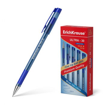 Ручка шариковая ErichKrause® ULTRA-30 Original, цвет чернил синий (в коробке по 12 шт.) арт.55392