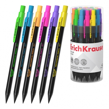 Карандаш автоматический 0.7мм ErichKrause XS Clip Accent, ластик, шестигранный корпус ассорти арт.56011